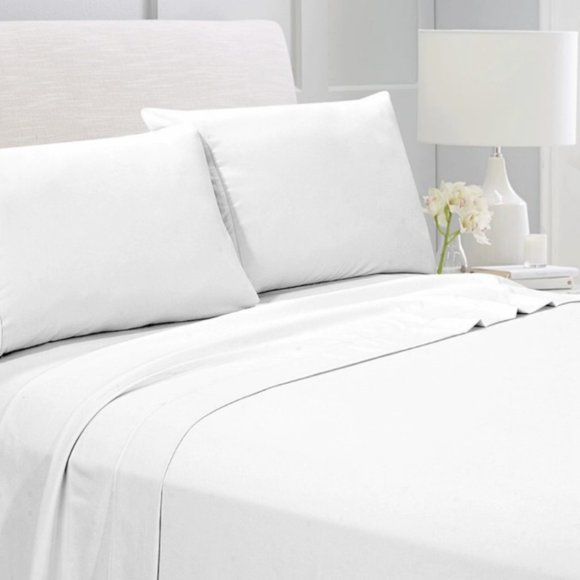 New 4-Piece Full/Double Microfibre Bedding Sheets WHITE - Picture 1 of 2